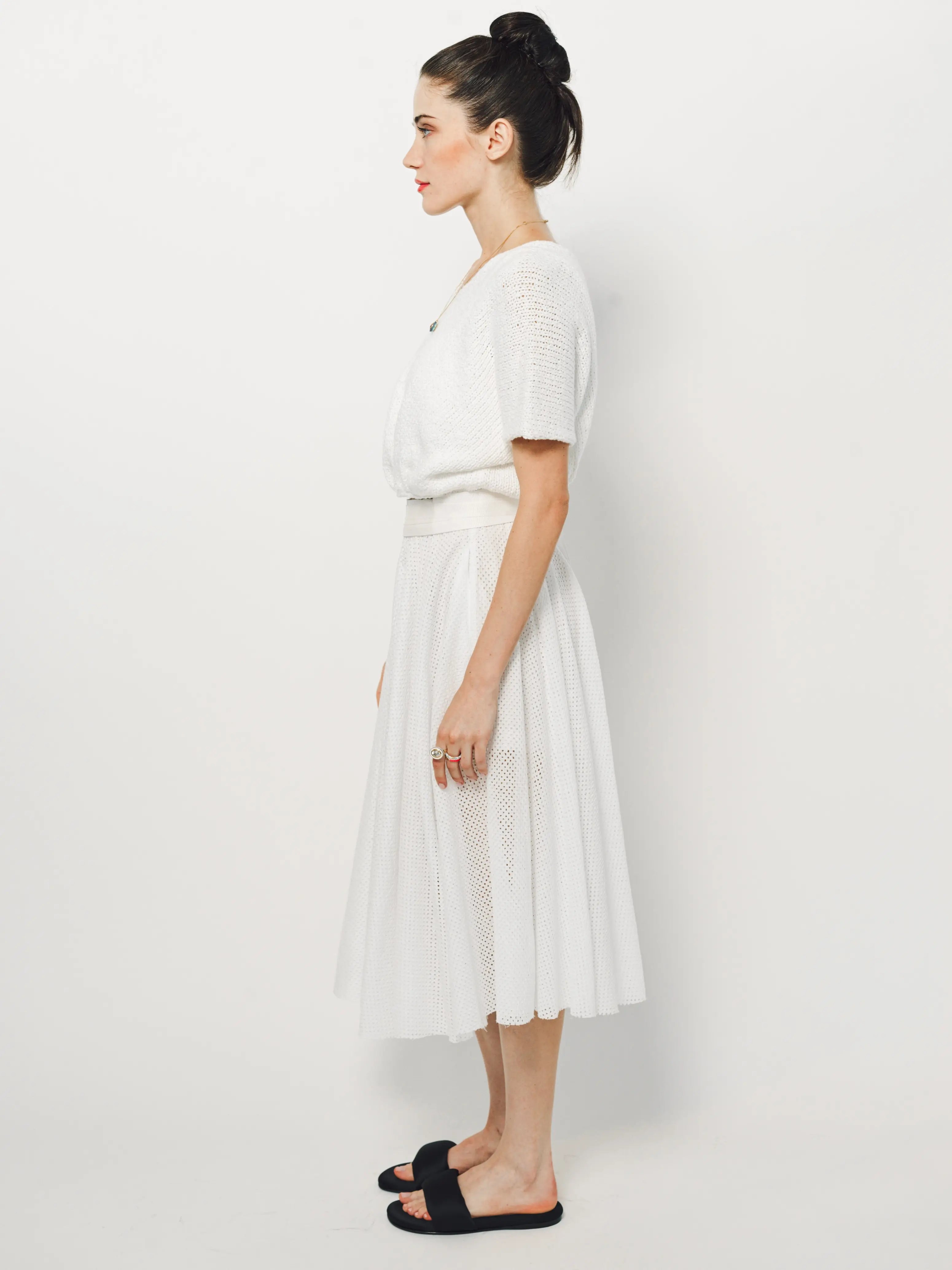 Louiza Babouryan Cotton V Neck Top XS / White