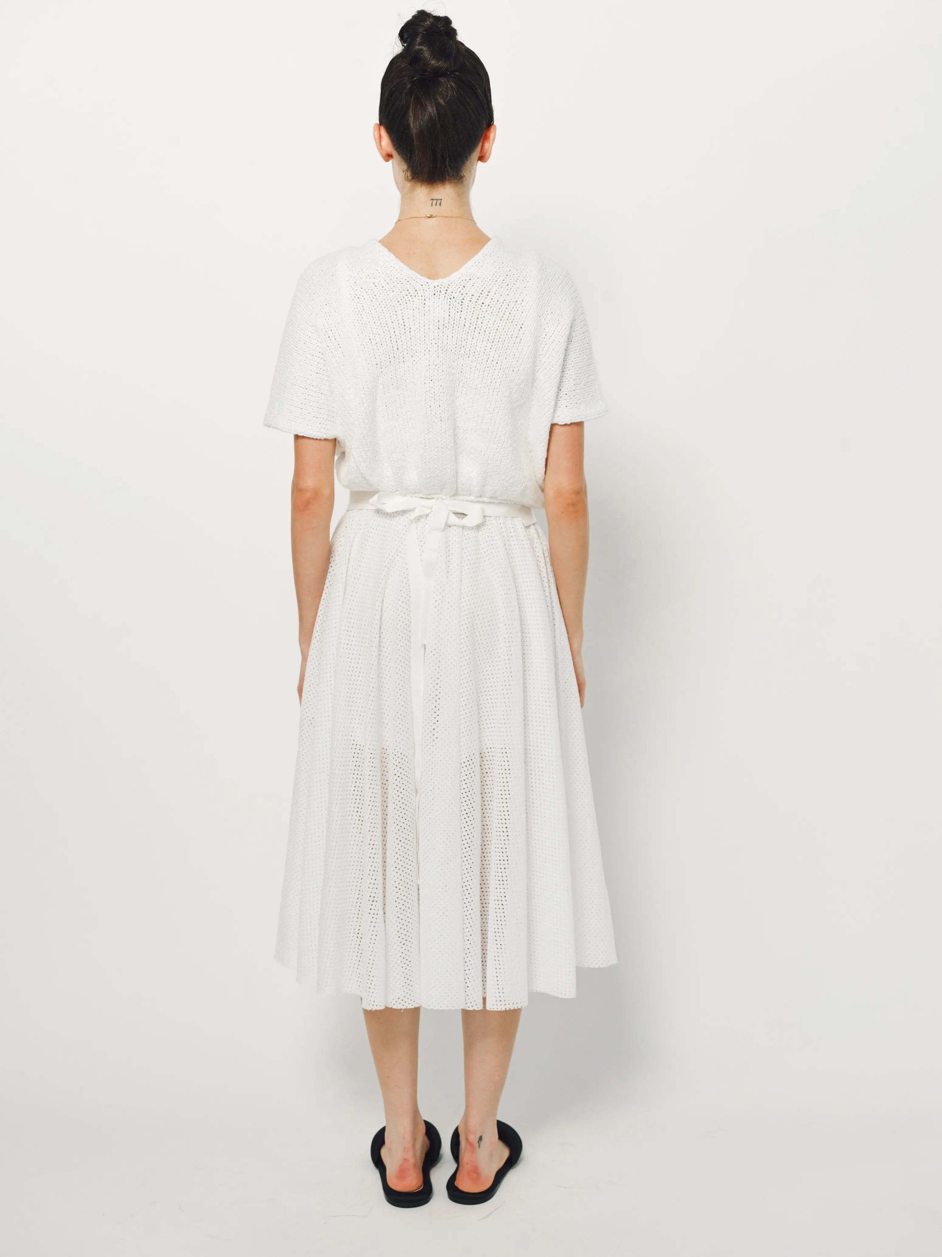 Louiza Babouryan Cotton V Neck Top XS / White