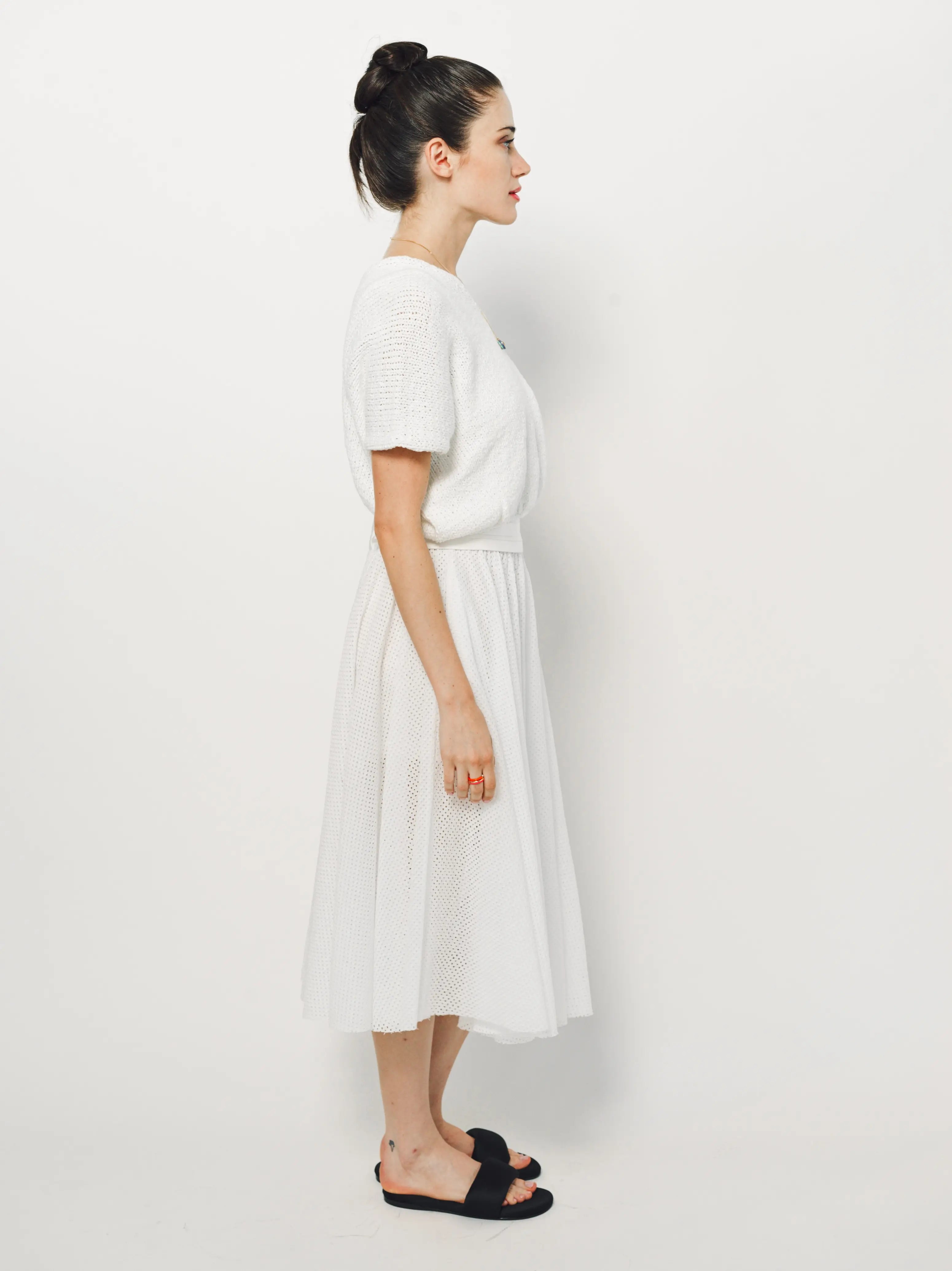 Louiza Babouryan Cotton V Neck Top XS / White