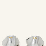 Back view of silver ballerina flats on white background with no model shown.
