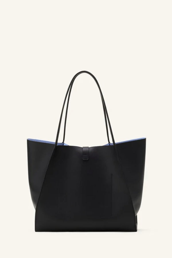 Back view of black tote bag on white background, with no model shown.