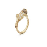18K Yellow Gold Lion Stackable Ring Embellished With White Diamonds