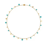 Marie-Hélène De Taillac 22K Yellow Gold 17" Extra Small Dangling Sequins and Turquoise Necklace