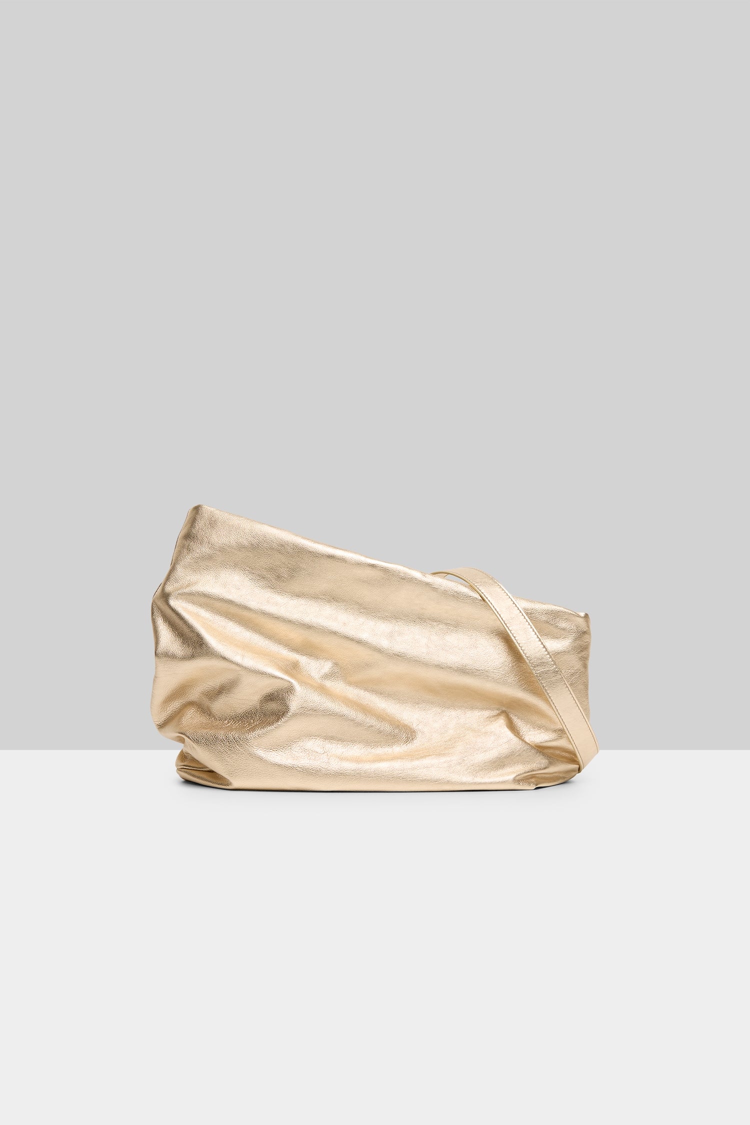 Back view of platino fanta shoulder bag on white background, with no model shown.