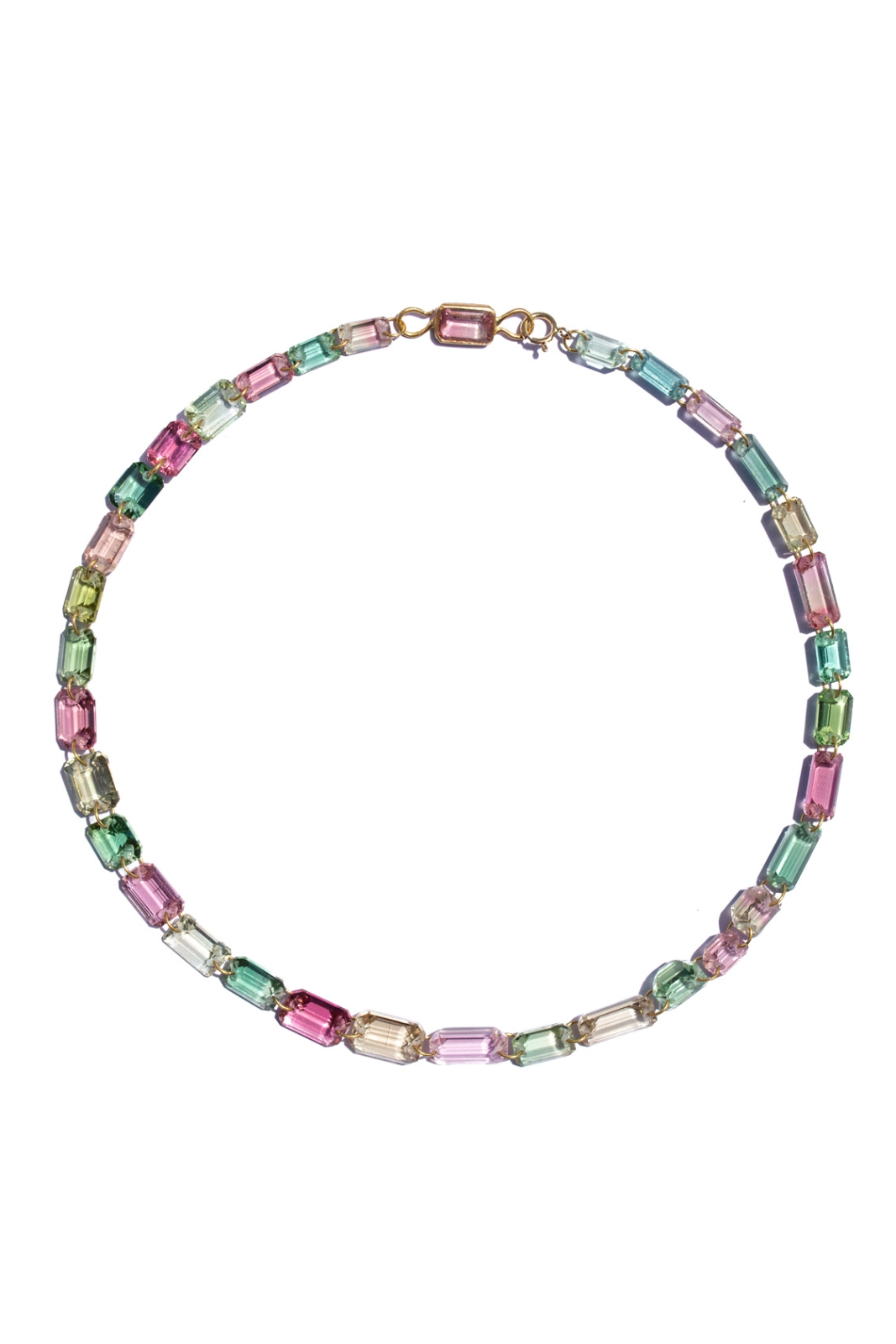 22K Yellow Gold Multicolored Tourmaline Necklace