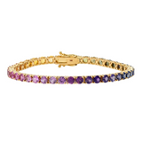 14K Yellow Gold 7"  Jubilee Rainbow Sapphire Bracelet