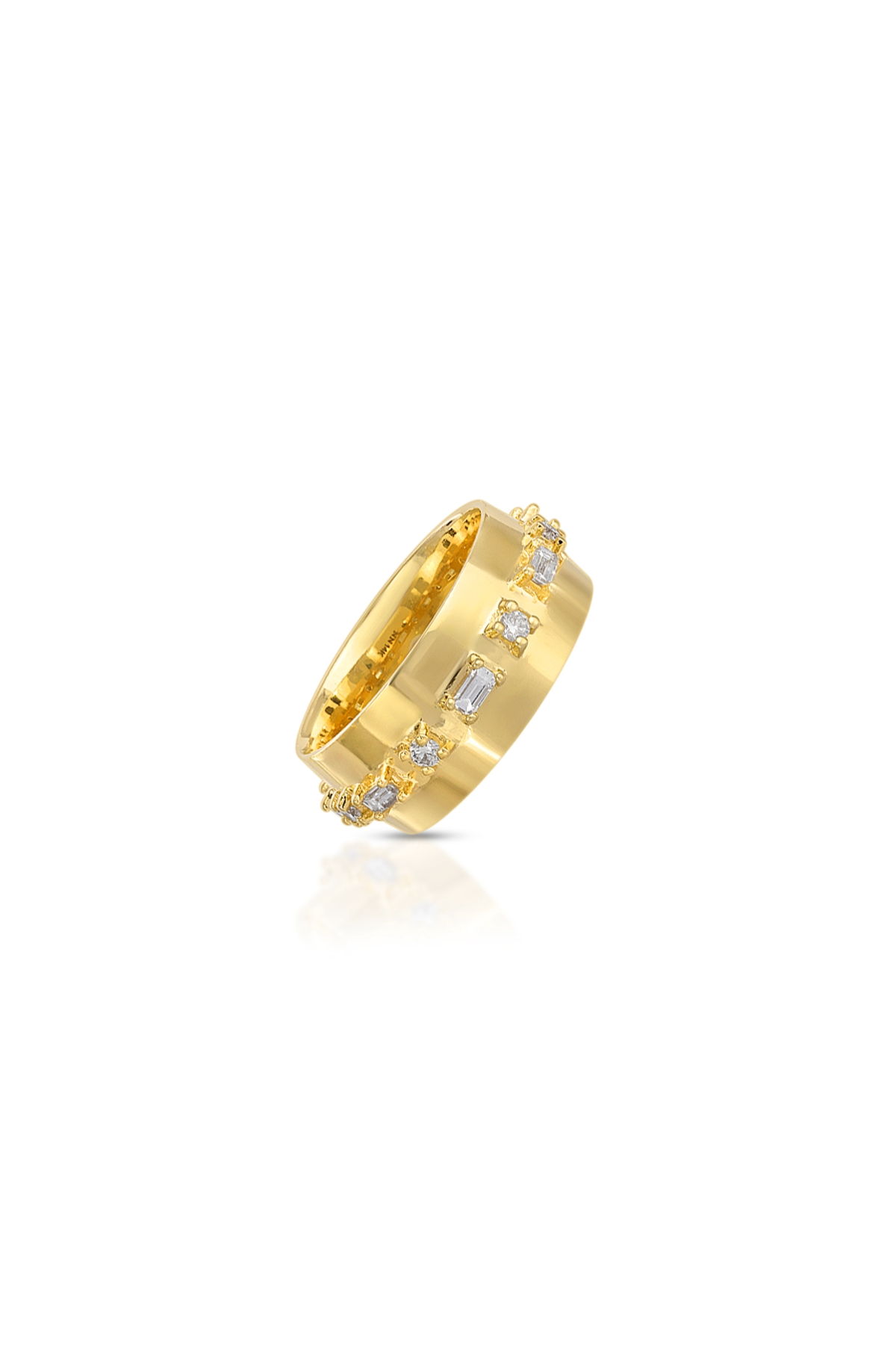 14K Yellow Gold Cigar Band Dotted with Diamonds