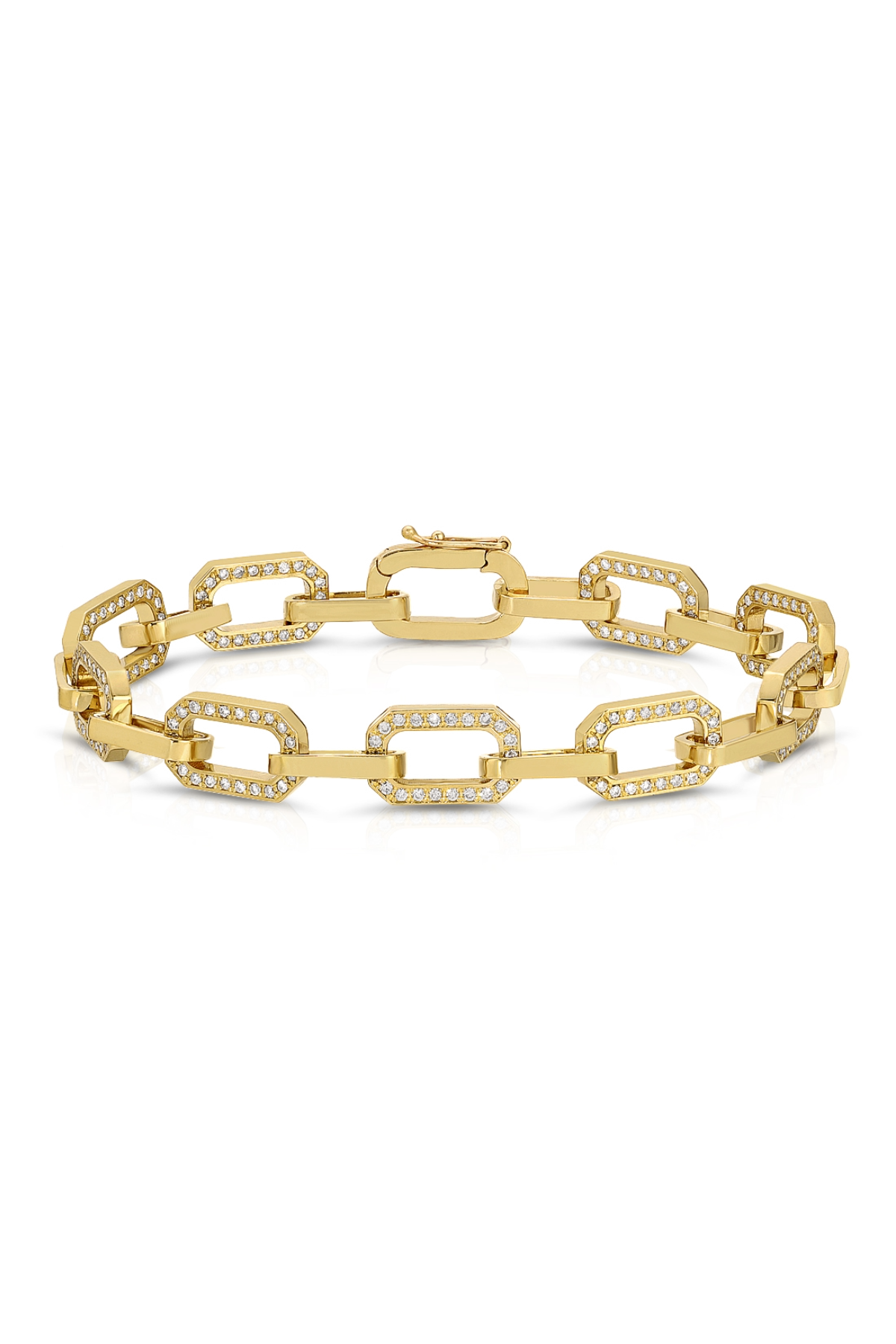 14K Yellow Gold Chain Bracelet with Diamond Links