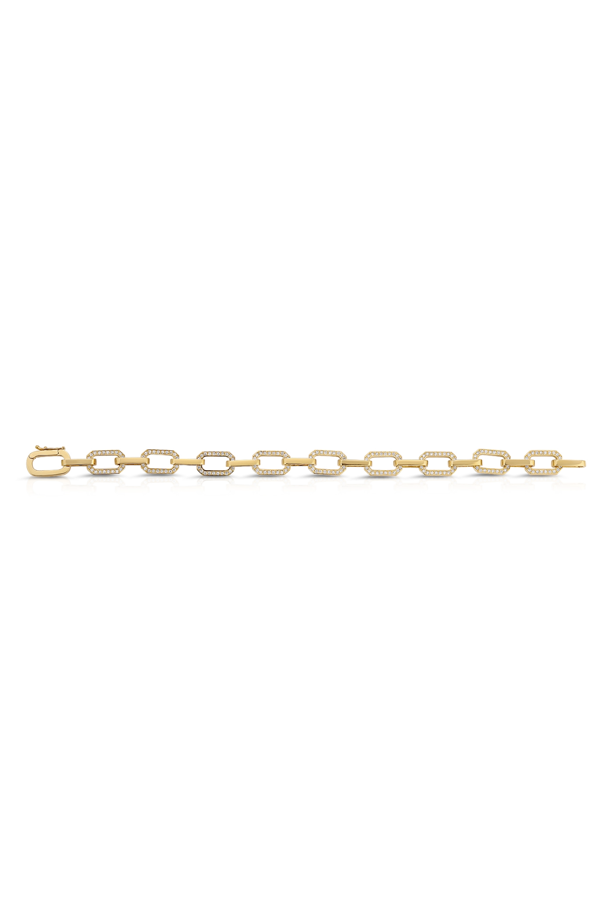 14K Yellow Gold Chain Bracelet with Diamond Links