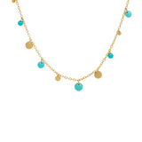 Marie-Hélène De Taillac 22K Yellow Gold 17" Extra Small Dangling Sequins and Turquoise Necklace