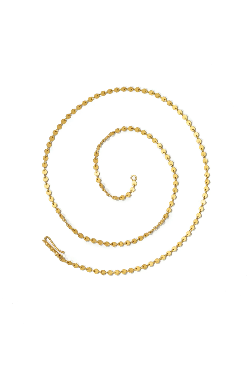 22K Yellow Gold 17" Small Oval Sequin Necklace