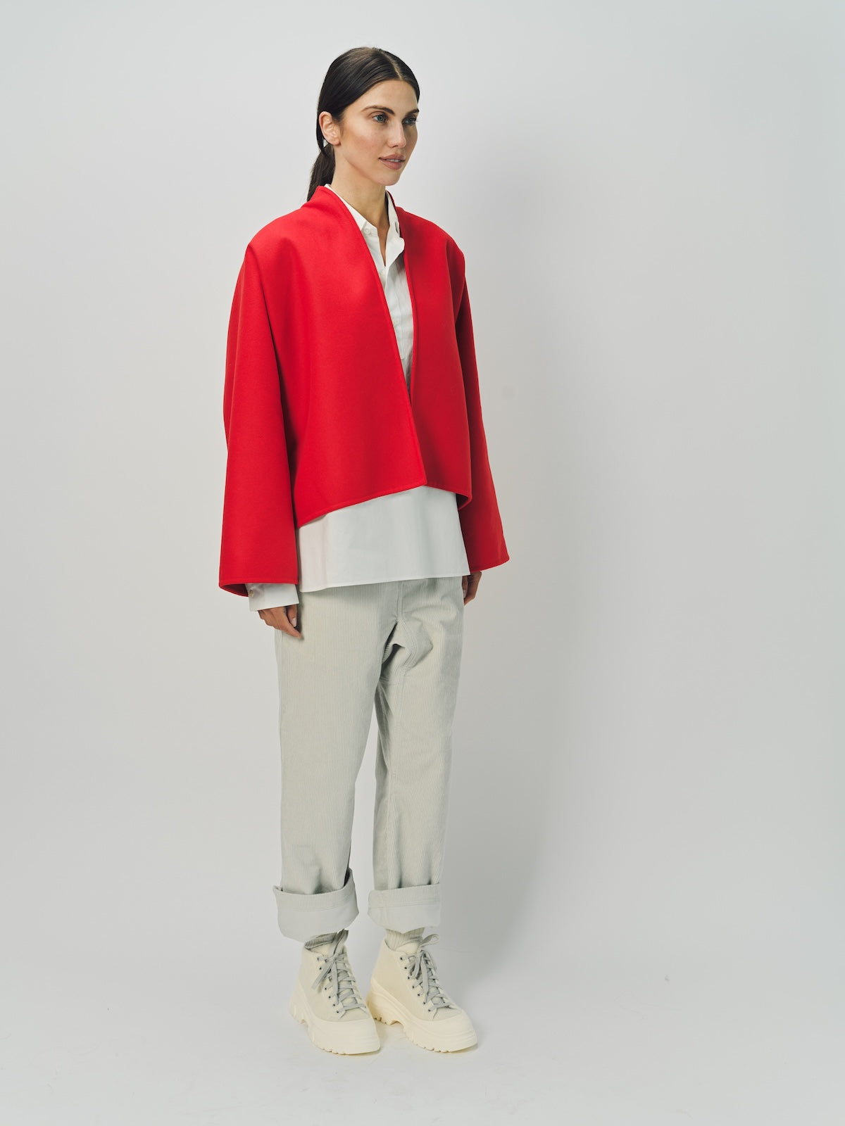 Sofie D'Hoore Wool Cashmere Kimono Capa Cropped Jacket 32 / Lipstick