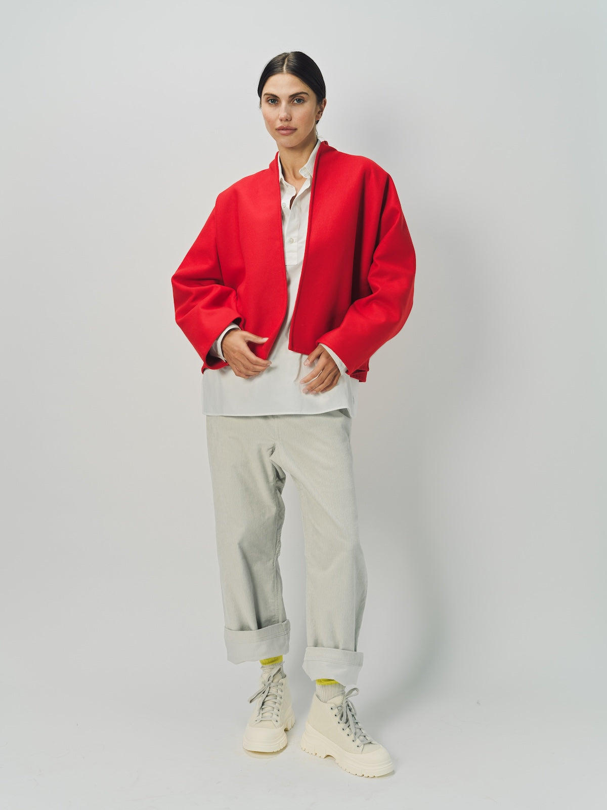 Sofie D'Hoore Wool Cashmere Kimono Capa Cropped Jacket 32 / Lipstick