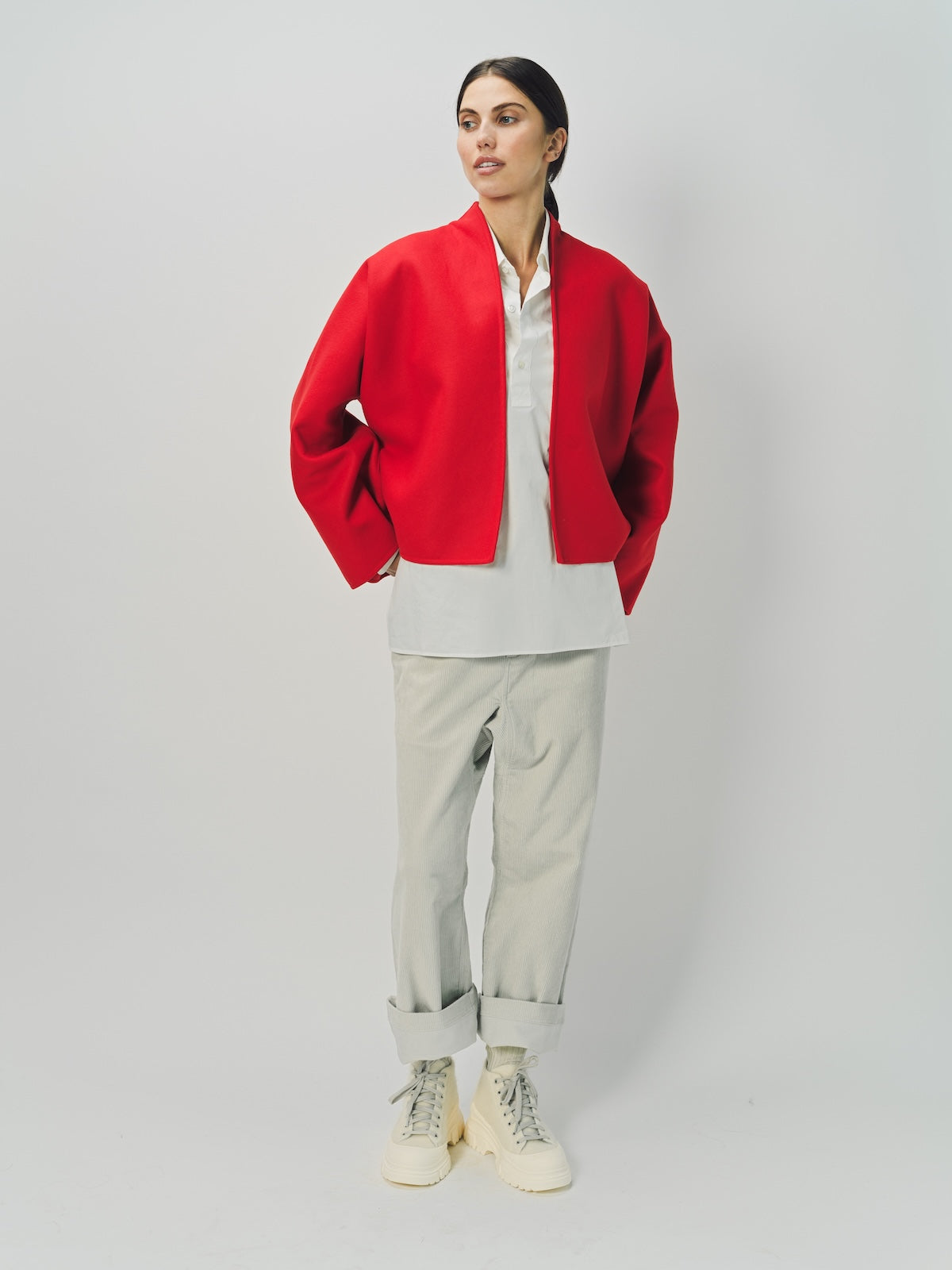 Sofie D'Hoore Wool Cashmere Kimono Capa Cropped Jacket 32 / Lipstick