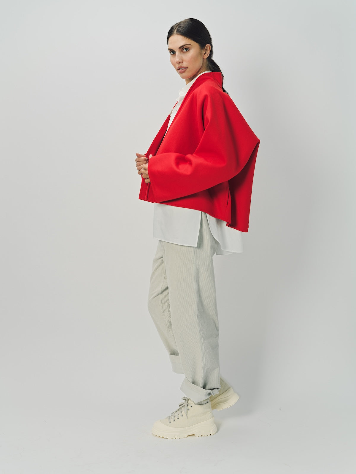Sofie D'Hoore Wool Cashmere Kimono Capa Cropped Jacket 32 / Lipstick