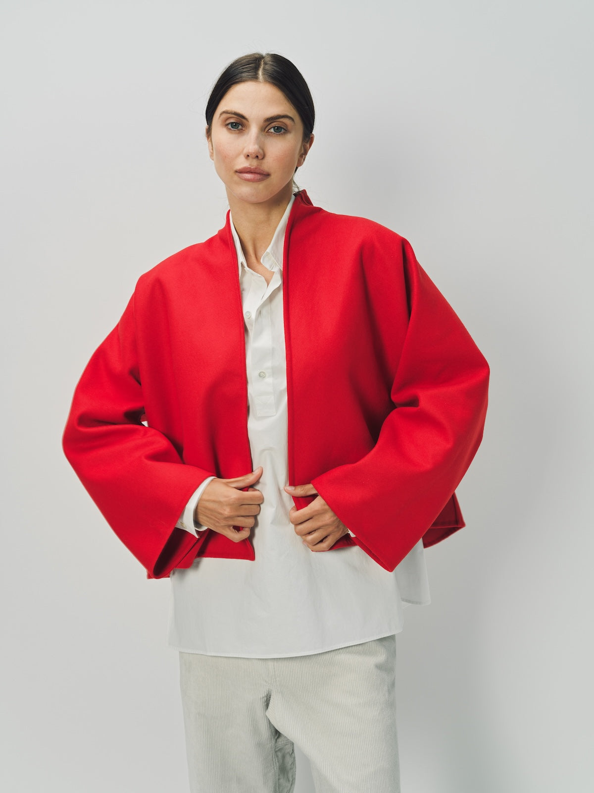 Sofie D'Hoore Wool Cashmere Kimono Capa Cropped Jacket 32 / Lipstick