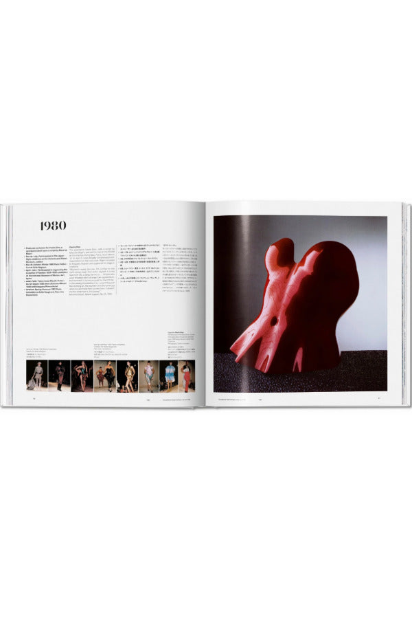Open book view of taschen issey miyaki on white background.