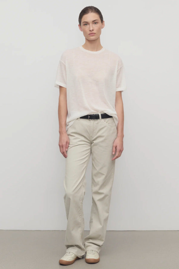 Front view of ice carlyl pant on model wearing white t-shirt and sneakers, against a white background.