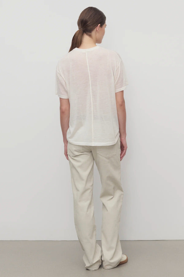 Back view of ice carlyl pant on model wearing white t-shirt and sneakers, against a white background.