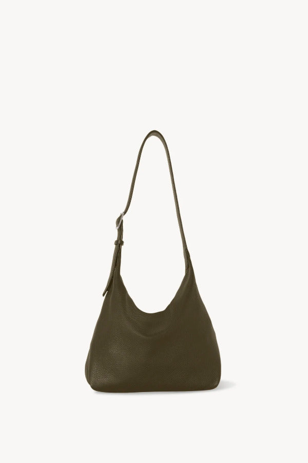 Front view of military olive isa shoulder bag on white background, with no model shown.