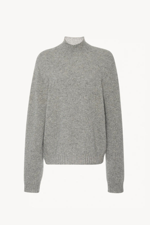 Front view of medium heather grey kensington top on white background, with no model shown.