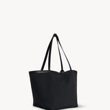 Front slanted view of black park tote three canvas on white background, with no model shown.