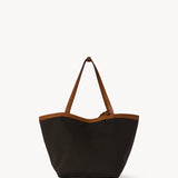 Front view of brown park tote three canvas on white background, with no model shown.