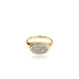 Ali Grace Petite Gold Signet Ring w/ Pavé Diamonds