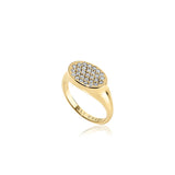 Ali Grace Petite Gold Signet Ring w/ Pavé Diamonds