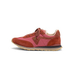 Left side view of red fkt runner sneaker on white background, with no model shown