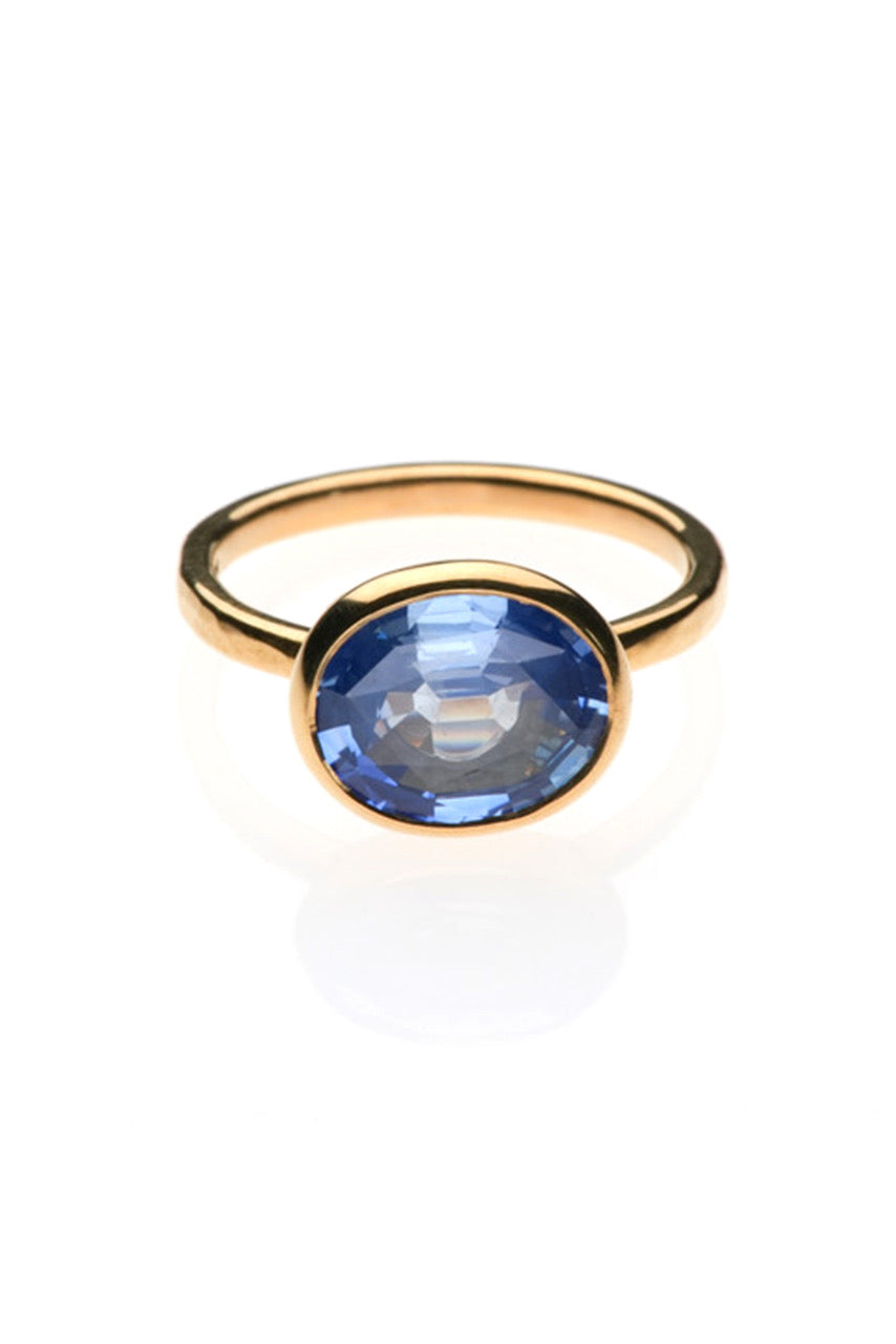 Oval Sapphire Set in a 22K Yellow Gold Ring