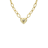 18K Yellow Gold Bezel Set Heart Cut Fancy Yellow Diamond Necklace