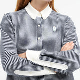 Cashmere and cotton striped shirt - Navy and White