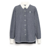 Cashmere and cotton striped shirt - Navy and White