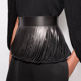 Alaia Noir Fringed Leather Belt
