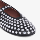Alaia Black Strass Lambskin Ballerina Flats