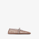 Alaia Nude Ballet Flats in Fishnet