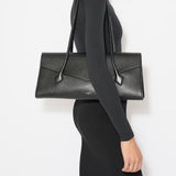 Alaia Noir Le Teckel Flap Tote in Shiny Grained Calfskin