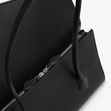 Alaia Noir Le Teckel Flap Tote in Shiny Grained Calfskin