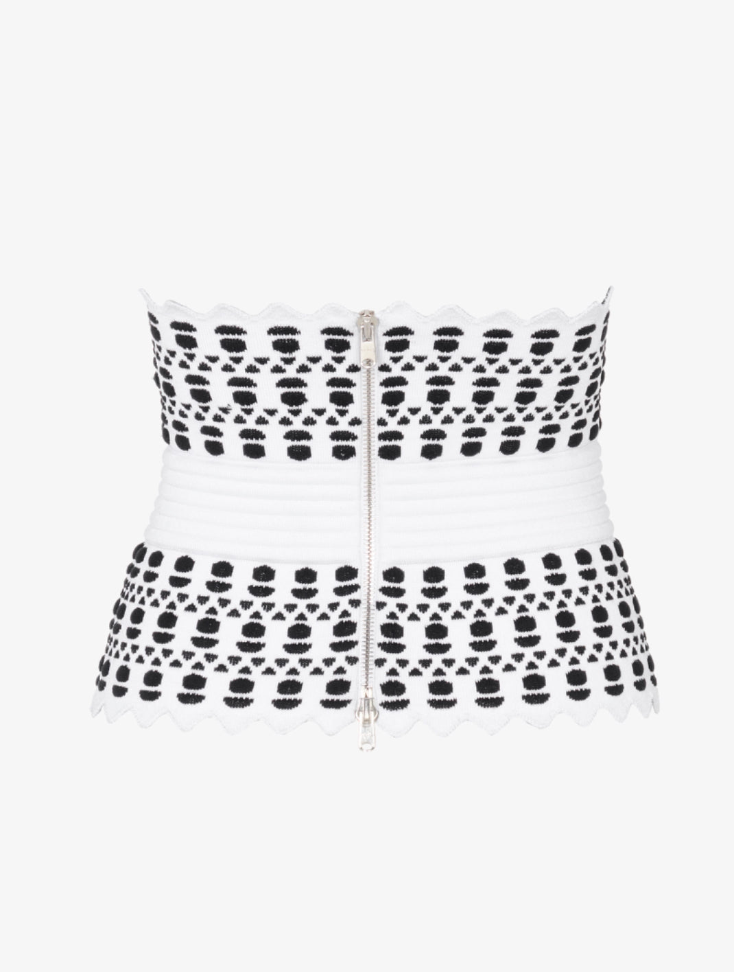 alaia-vienne-stretch-knit-corset-belt-black-and-white-amarees