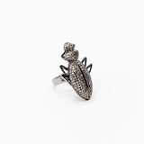 Ileana Makri 18K Oxidized Gold Ground Beetle Ring with Diamonds