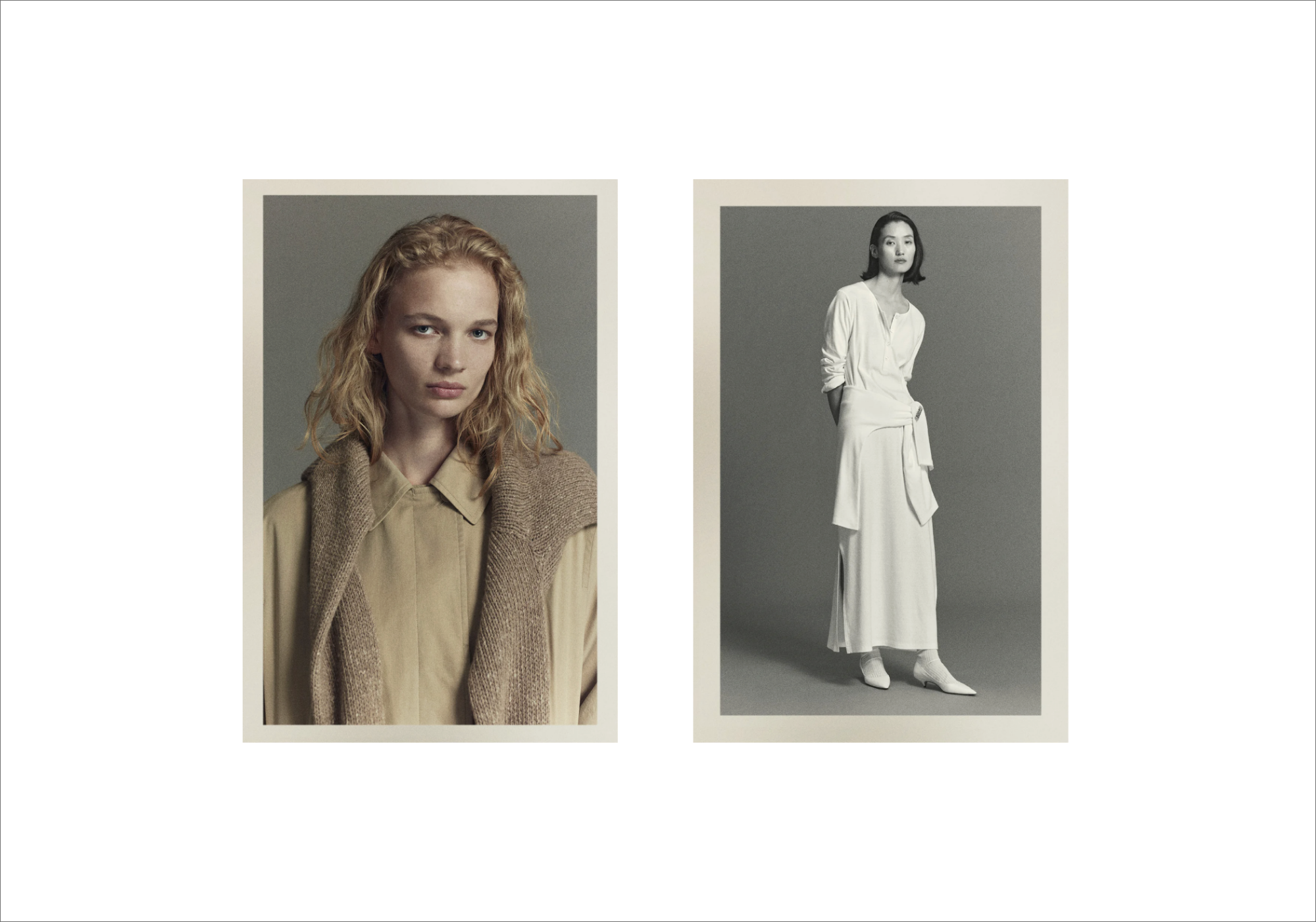 A woman with short hair wearing a coat from The Row. 