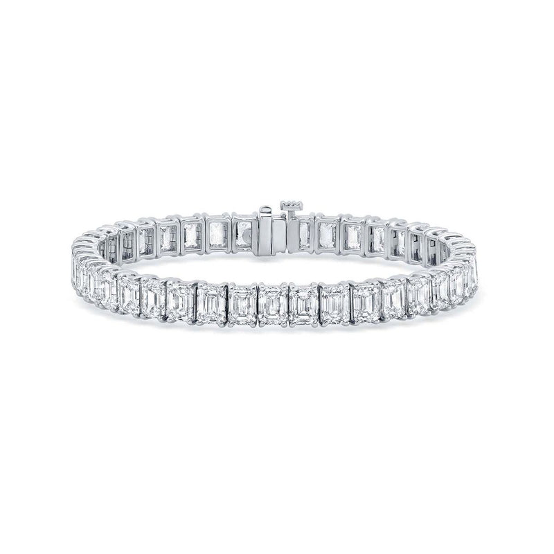 18K White Gold Emerald Cut Tennis Bracelet .4ct Each Diamond