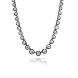 Old Euro Graduating Diamond Tennis 16" Necklace Set in Platinum