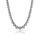 Old Euro Graduating Diamond Tennis 16" Necklace Set in Platinum