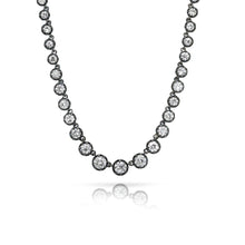 Old Euro Graduating Diamond Tennis 16" Necklace Set in Platinum