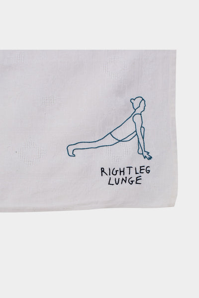 Right Leg Lunge Embroidered Napkin