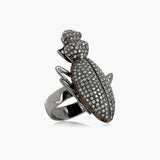 Ileana Makri 18K Oxidized Gold Ground Beetle Ring with Diamonds