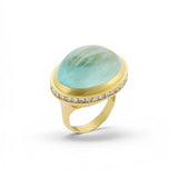 Ileana Makri Cabochon Aquamarine & Brown Diamond Ring