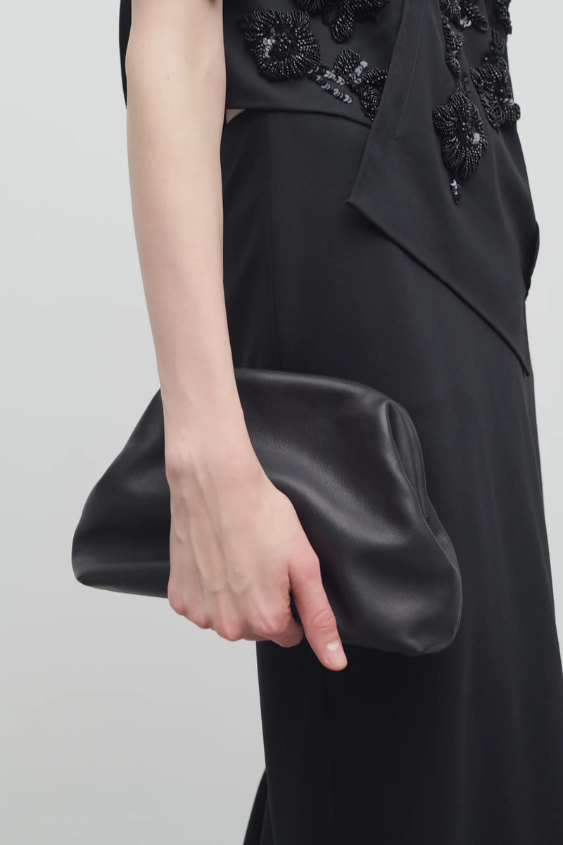 Mira Clutch in Leather - Black